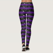 Leggings Halloween Noir rayures lignes sur violet (Dos)