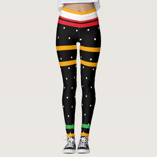Leggings Halloween noir rouge vert orange Pois blancs (Devant)