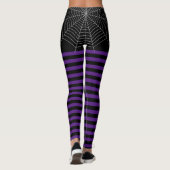 Leggings Halloween noir violet blanc araignée bandes web (Dos)