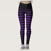 Leggings Halloween noir violet rayures horizontales ombre (Devant)
