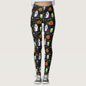 Leggings Halloween Nurse Ghost Pumpkin Skull Black Cat (Devant)