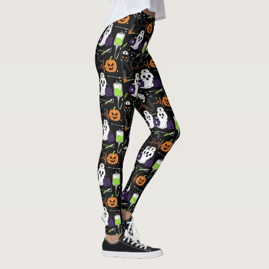 Leggings Halloween Nurse Ghost Pumpkin Skull Black Cat (Droite)