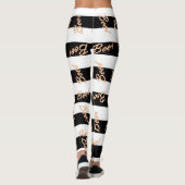Leggings Halloween Orange BOO Black & White Striped Festive (Dos)