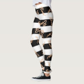 Leggings Halloween Orange BOO Black & White Striped Festive (Gauche)