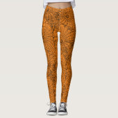 Leggings Halloween Orange et Black Spider Web (Devant)
