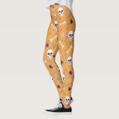 Leggings Halloween Orange et Crânes, os, araignées et Web (Gauche)