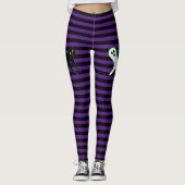Leggings Halloween Partie Éffrayante Chat Cute Ghost Purple (Devant)