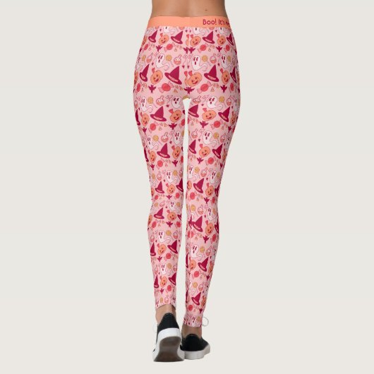Leggings Halloween pas si effrayant Ajouter Nom Pastel Pink (Dos)