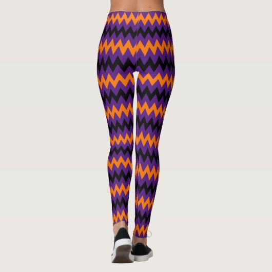 Leggings Halloween Purple Orange Black Sorcière Costume Par (Dos)