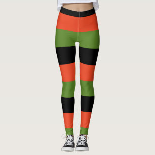 Leggings Halloween rayé noir orange et vert
