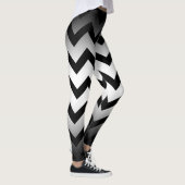 Leggings Halloween rayures de chevron noir ombre blanc (Droite)