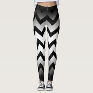 Leggings Halloween rayures de chevron noir ombre blanc