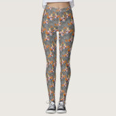 Leggings Halloween Reine Crâne automne Fleurs Éffrayantes F (Devant)