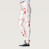 Leggings Halloween rouge et blanc éclaboussé de sang (Gauche)