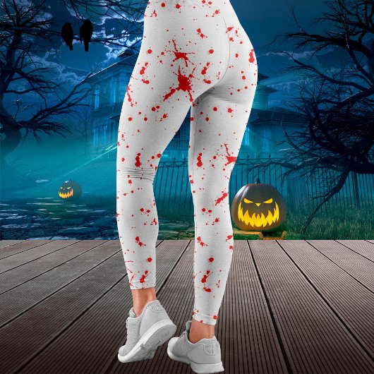 Leggings Halloween rouge et blanc éclaboussé de sang