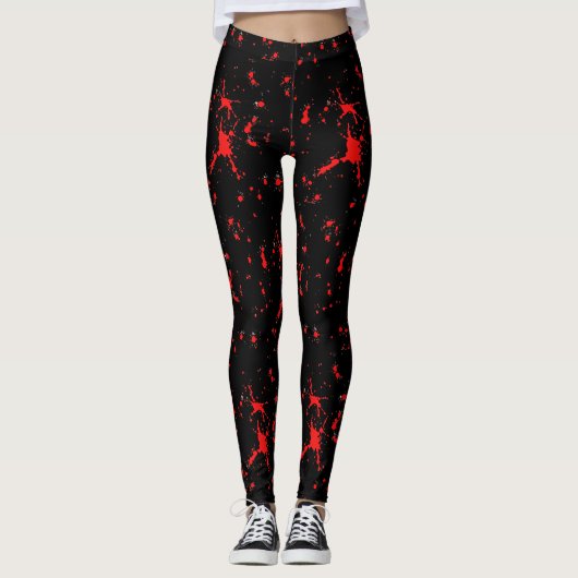 Leggings Halloween rouge et noir (Devant)