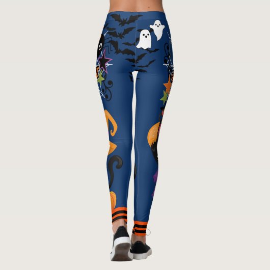 Leggings Halloween Scardy Chat Cute Sorcière Jambes Éffraya (Dos)