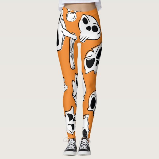 Leggings Halloween Skulls Bones DoodMotif (Devant)
