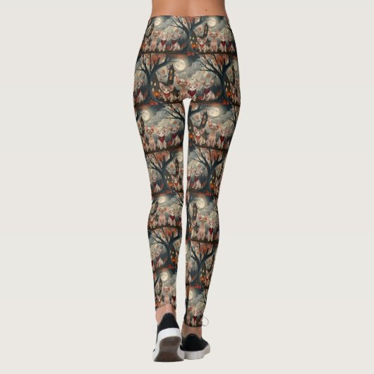 Leggings Halloween sphynx chats Éffrayant (Dos)