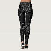 Leggings Halloween Spider Webs Cobwebs Noir et Blanc (Dos)