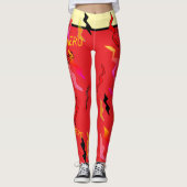 Leggings Halloween Superhero Red Cream Lightning Bolts (Devant)