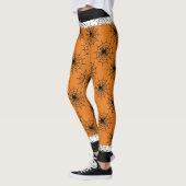 Leggings Halloween toile d'araignée noir et orange (Gauche)