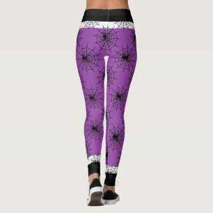 Leggings Halloween toile d'araignée noir et violet