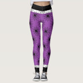 Leggings Halloween toile d'araignée noir et violet (Devant)