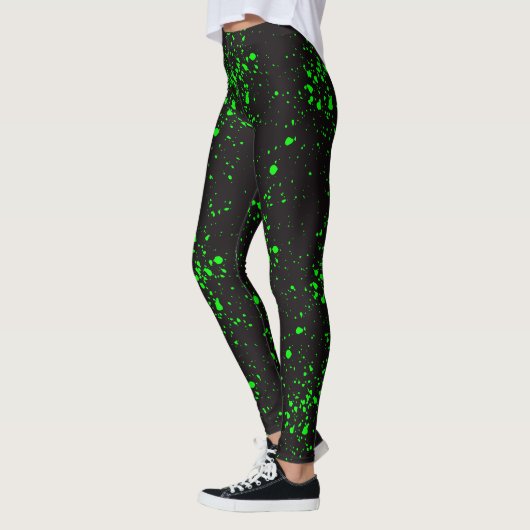 Leggings Halloween toxique d'oze noir et vert (Gauche)