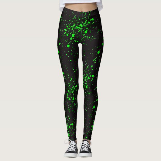 Leggings Halloween toxique d'oze noir et vert (Devant)