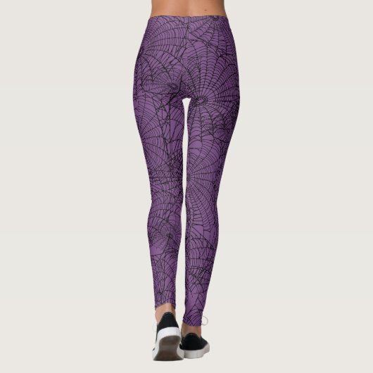Leggings Halloween violet et Black Spider Web (Dos)