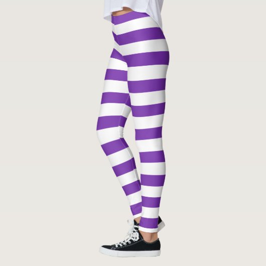 Leggings Halloween violet et blanc rayures horizontales sor (Gauche)