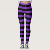 Leggings Halloween violet et noir rayures horizontales sorc (Devant)