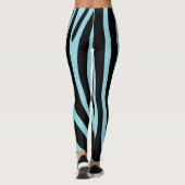 Leggings Halloween Zebra Stripes noir et bleu clair (Dos)