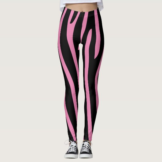 Leggings Halloween Zebra Stripes noir et rose (Devant)