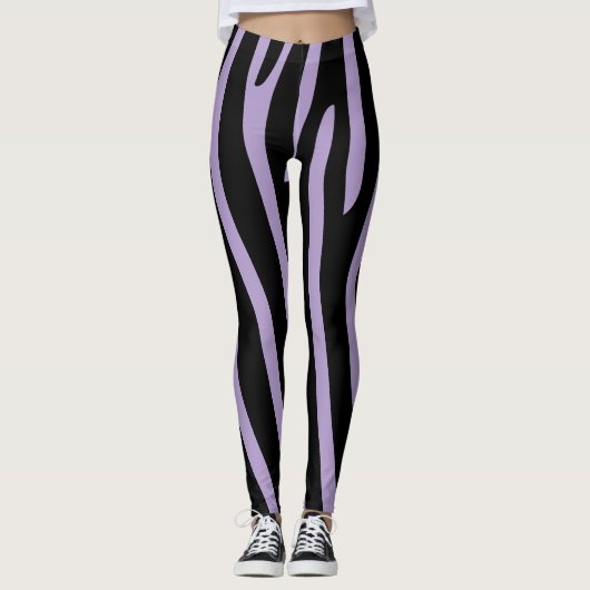 Leggings Halloween Zebra Stripes Noir & Lavande (Devant)