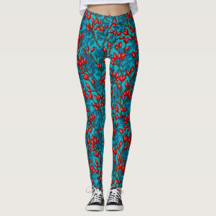 Leggings hanches roses, rouge et bleu