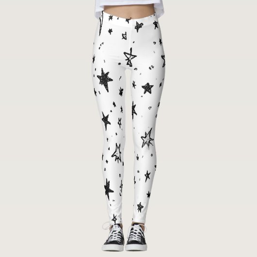 Leggings Hand Drawn Celestial Night Sky Pattern (Devant)