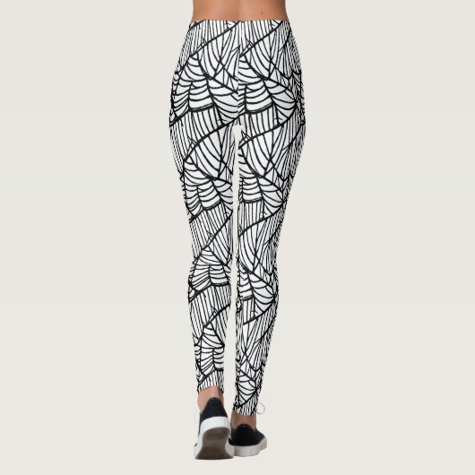 Leggings Hand Drawn Spider Web Halloween Pattern (Dos)