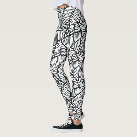Leggings Hand Drawn Spider Web Halloween Pattern (Gauche)
