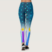 Leggings Hanoukka Boho bougies Turquoise Star de David Turq (Dos)