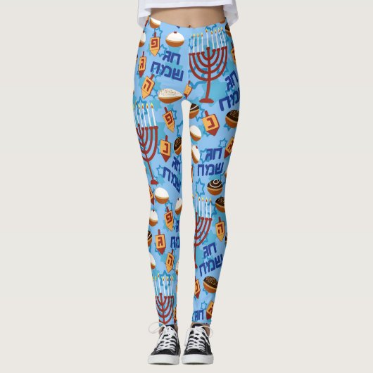 Leggings Hanukiahs, Menorahs et Motif de bougies (Devant)