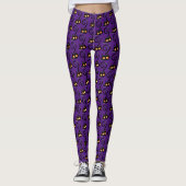 Leggings Happy Halloween Éffrayant Purple Chat noir (Devant)