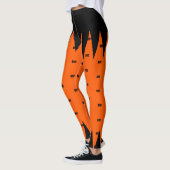 Leggings Happy Halloween Orange Black Personnalisé (Gauche)