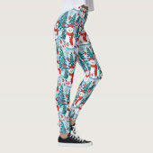 Leggings Happy mignonne Festive Snowmen en bleu et rouge (Droite)