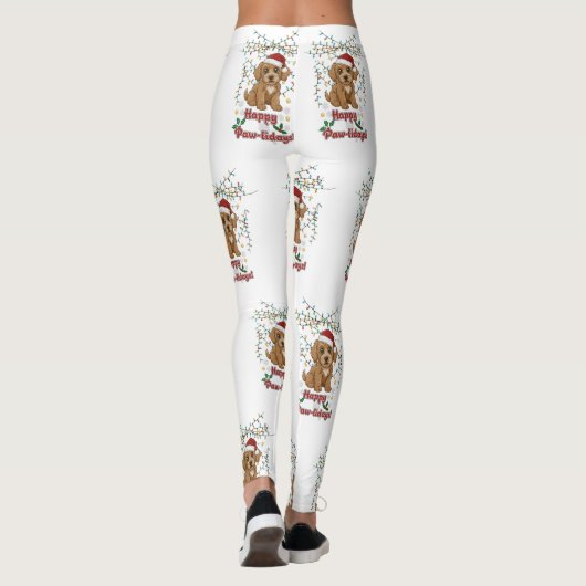 Leggings Happy Paw-lidays Christmas Cockapoo Design (Dos)