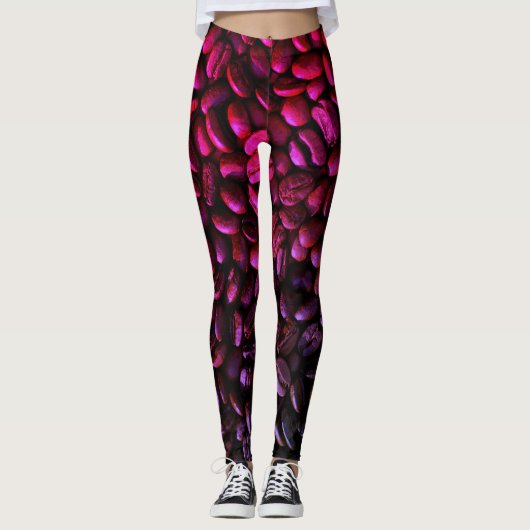 Leggings Haricot de café violet et rose (Devant)