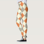 Leggings HARLEQUIN PATROON ORANJE EN GRIJS (Links)