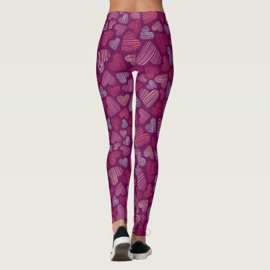 Leggings Hatched Scribbled Hearts Texture Pattern (Dos)