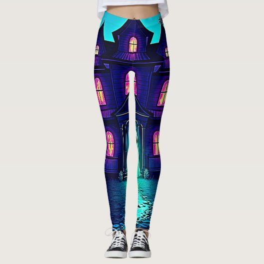Leggings Haunween Ghost House Design (Devant)